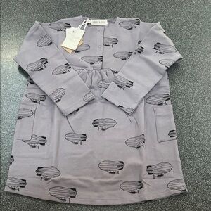 Charming Airship Print Kids Dress in Ice Purple
